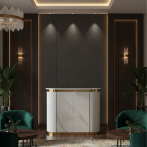 Zenith Reception Counter Available in Six Sizes for Contemporary Salon Entrances