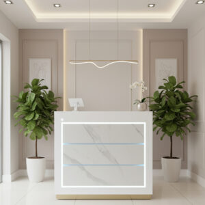 Zenith Radiant Reception Counter for Contemporary Salon Entrances