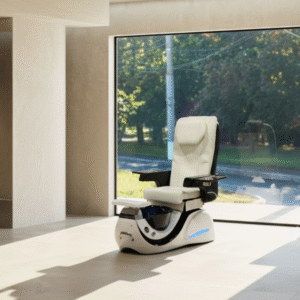 Dolphin Black Base Pedicure Chair with Cobalt Bowl and Bear Upholstery