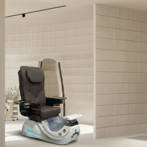 Dolphin Pedicure Chair White Seat on Grey Base with Grey Bowl