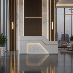 Lumina 79-Inch Reception Desk with LED Accent Front for Modern